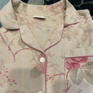 MAS d’ OUVAN toile 100% cotton beige-pink floral matching pajamas top & bottom